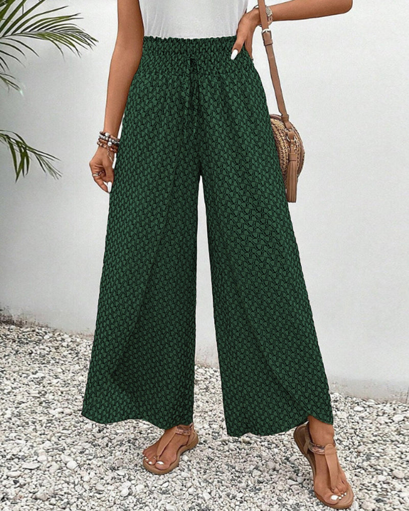 High-waisted women's trousers with geometric pattern – Sapphira