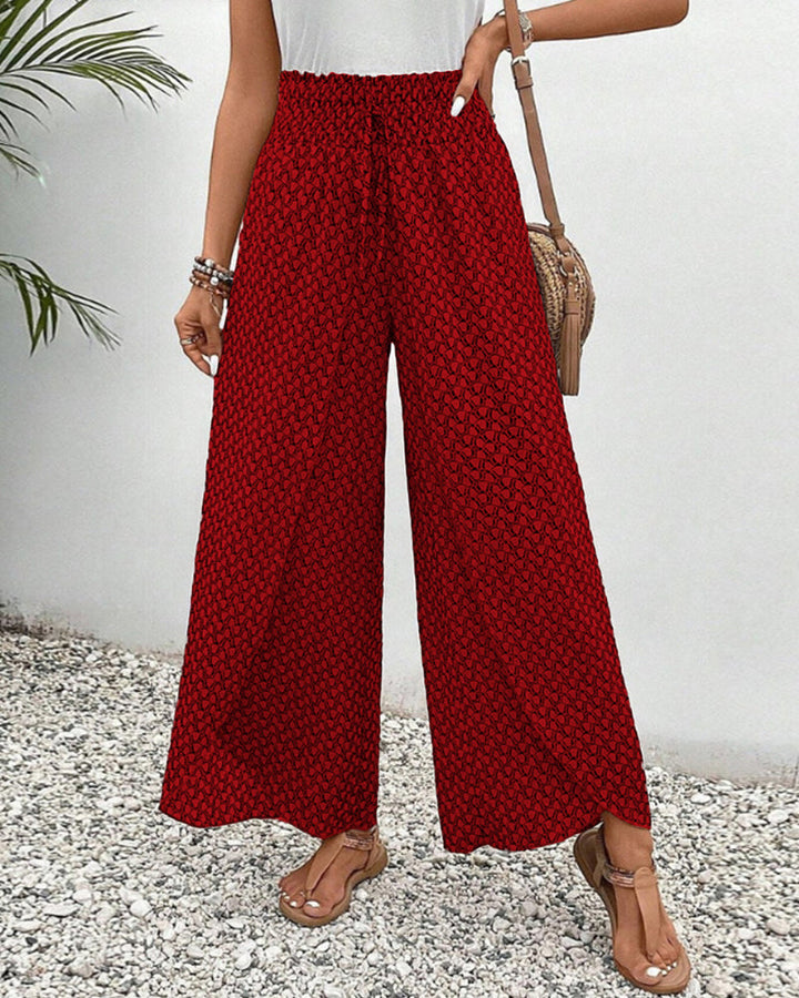 High-waisted women's trousers with geometric pattern – Sapphira