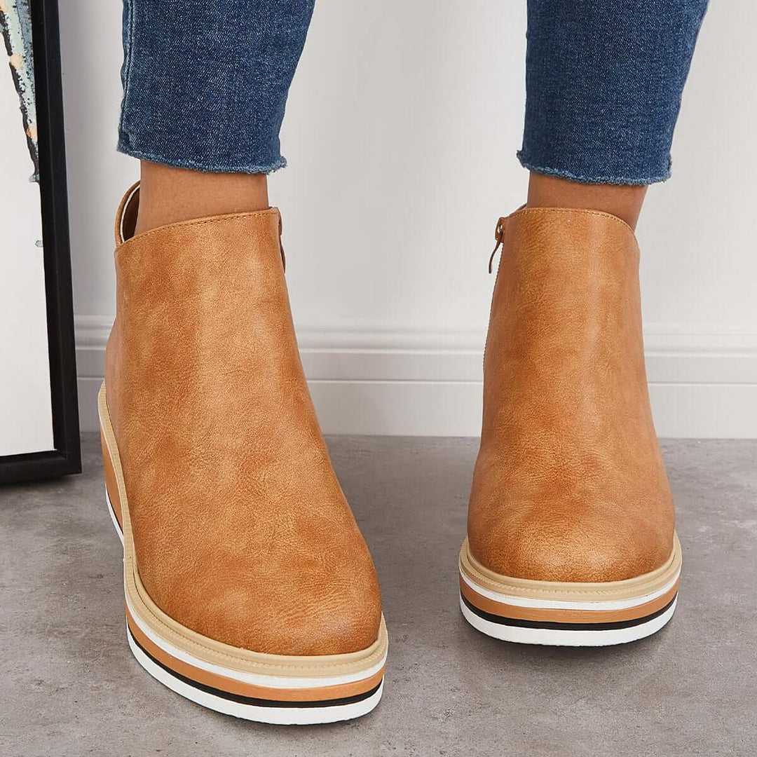 Stylish autumn wedge ankle boots – Mila