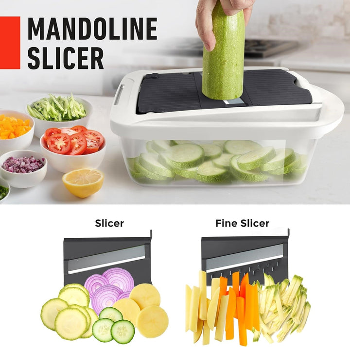 10-in-1 Vegetable Slicer with 8 Blades – Faster Cutting, Chopping, and Grating!-Grey-Nora Luxe