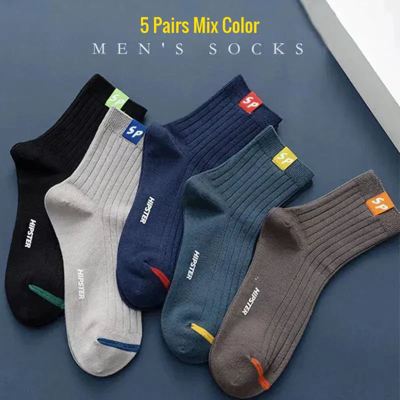 10 PAIRS OF BREATHABLE BAMBOO MEN'S SPORTS SOCKS - ANTI-SLIP-5 pairs DP088-Nora Luxe