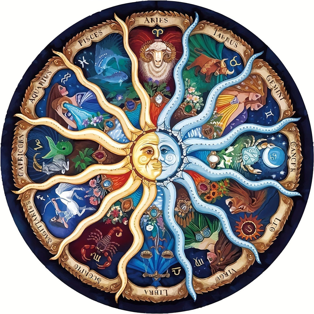 1000-Piece Round Zodiac Puzzle - ZodiacDreams-Nora Luxe