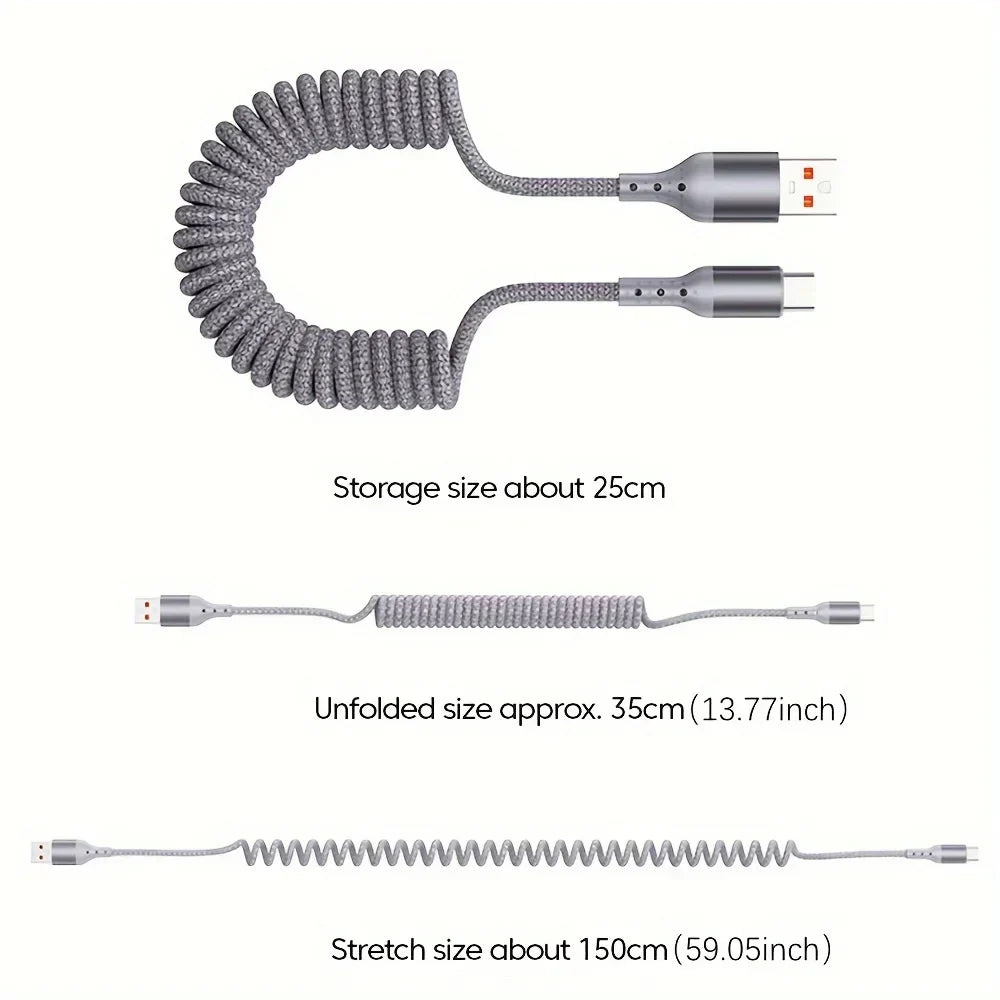 100W USB-C Spring Charging Cable with High-Speed Data Transfer – Buy 1, Get 1 FREE-B USB TO C-State of Style