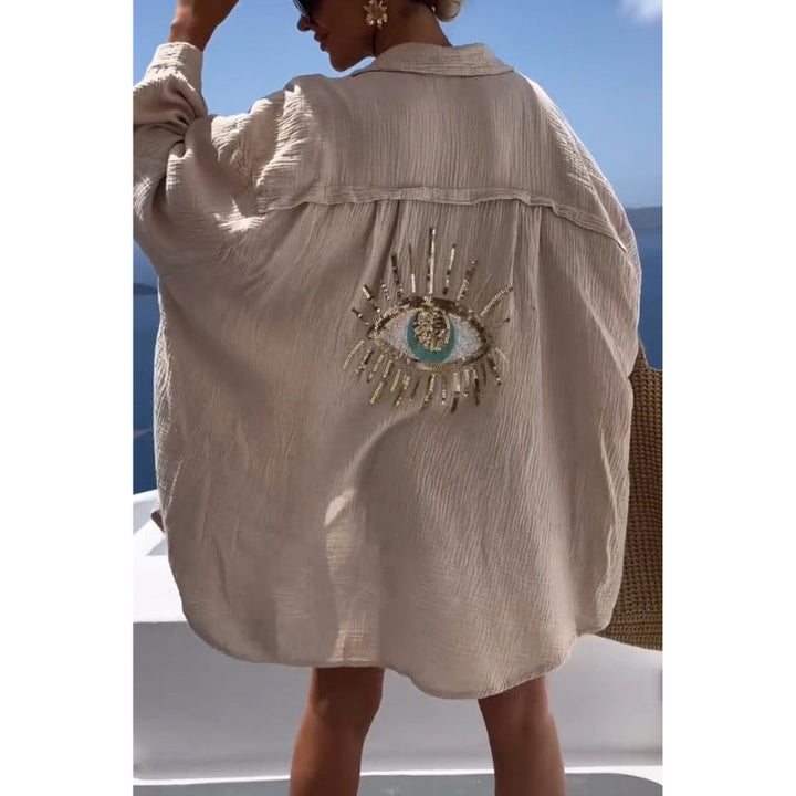 Linen Ladies Blouse with Button Closure – Marise