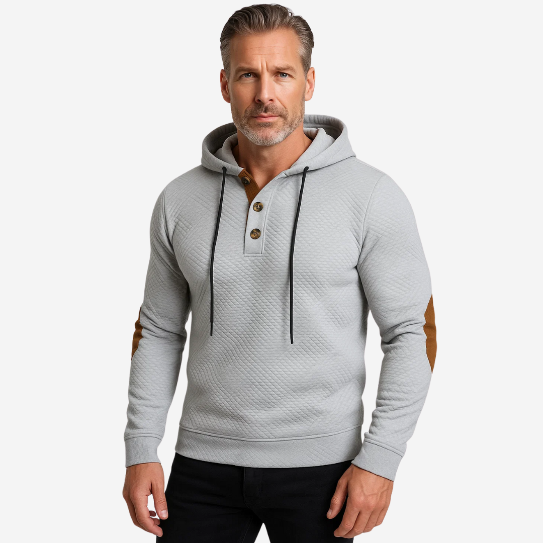 Men's Outdoor Hoodie with Comfort Stretch & Button Placket – Mads