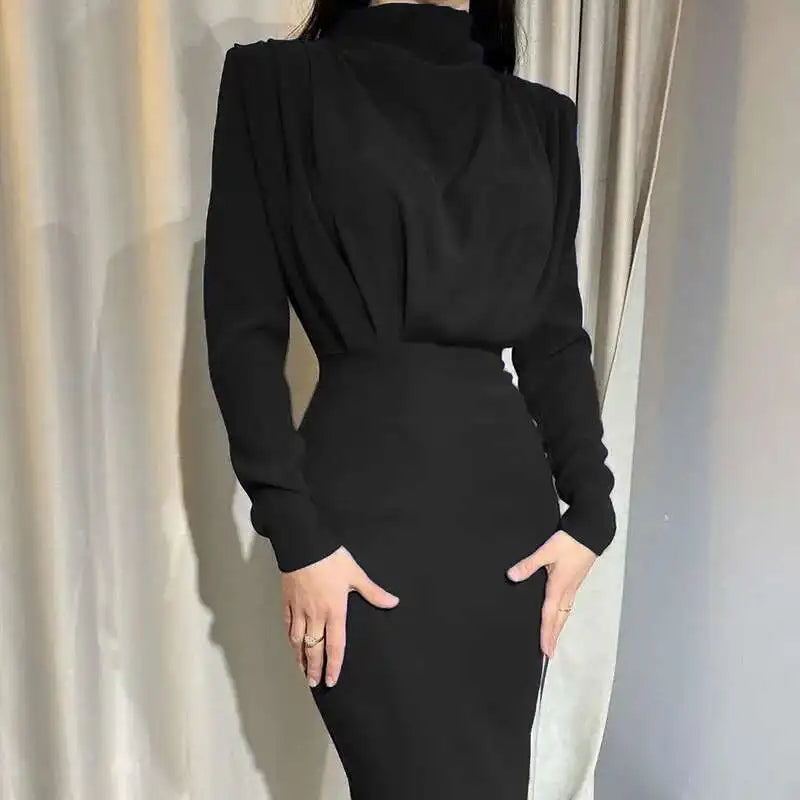 Bodycon Midi Dress with Turtleneck – Valeria
