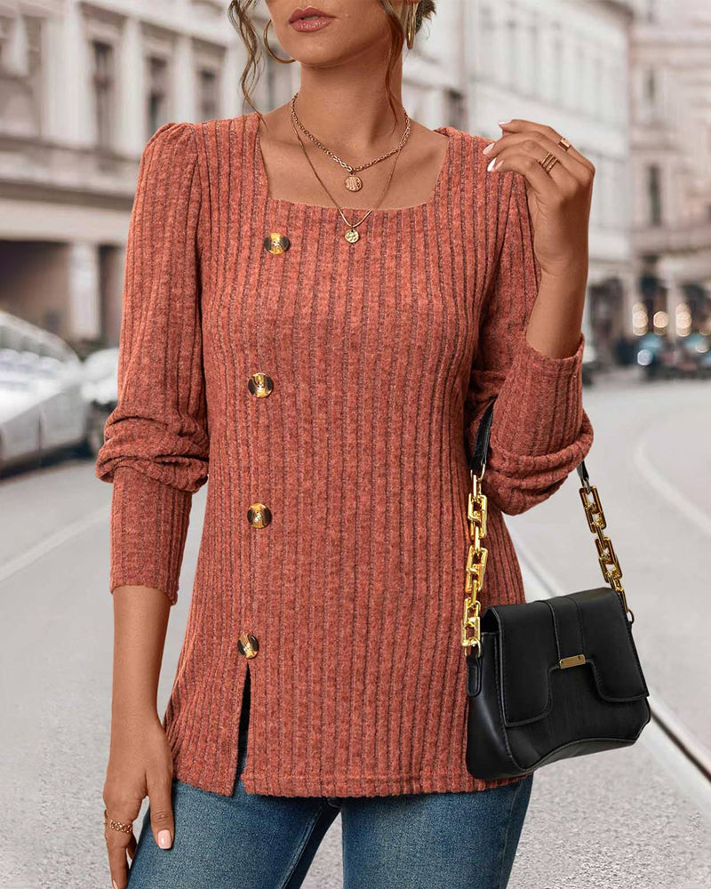 Knitted Ladies Top with Buttons – Mireille