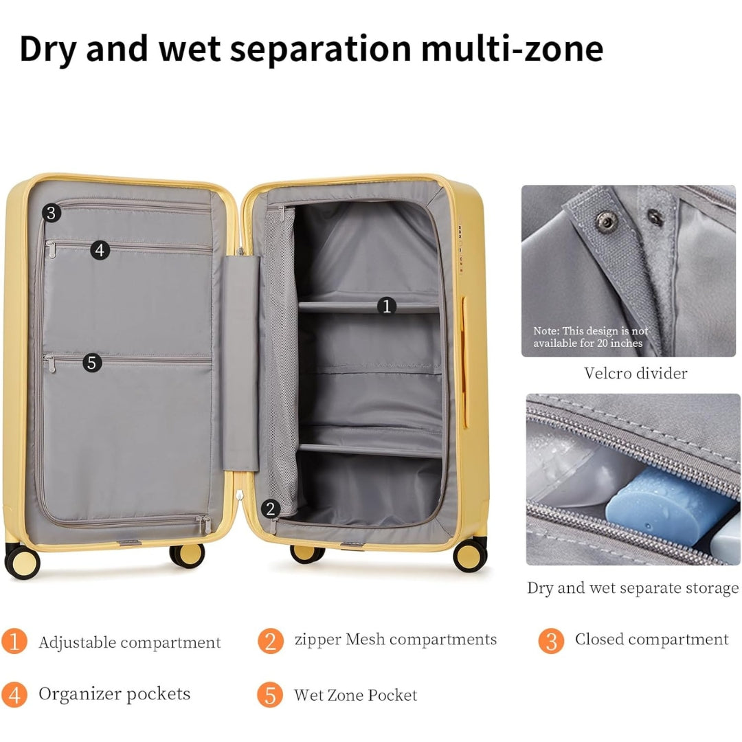 Airline-Approved 20" (50.8 cm) Carry-On Luggage with 3:7 Split & Triple-Layer PC Shell