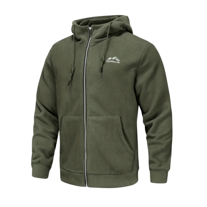 Men's fleece jacket with hood & zip – Sören