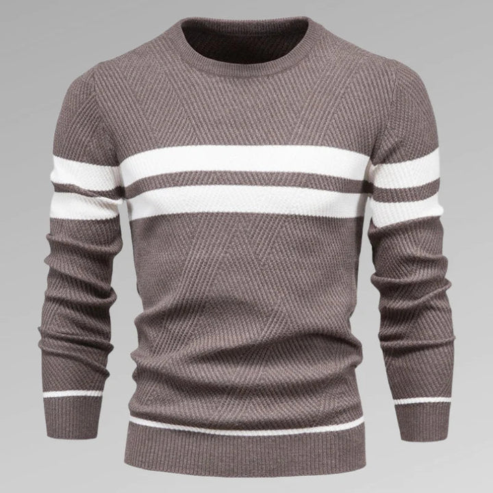 Men's striped knit pullover with round neckline – Fabio