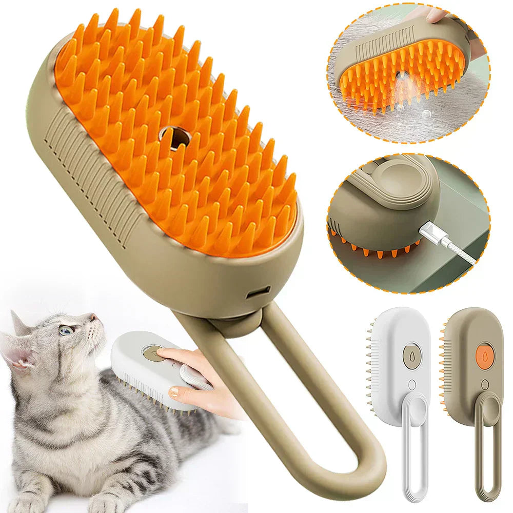 3-in-1 Electric Steam Brush for Pets - SteamPet-Khaki-Nora Luxe