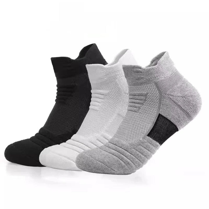 3 Pairs Breathable Mesh Terry Sports Socks - CoolStep-Black-Nora Luxe