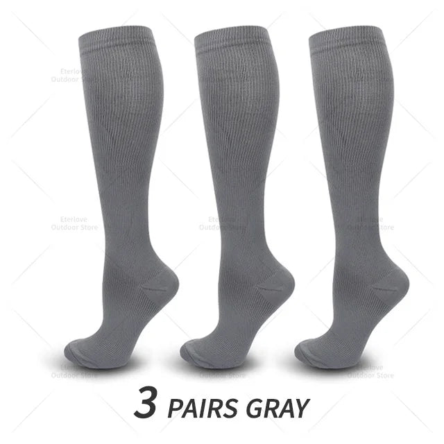 3 Pairs of Knee-High Compression Socks - FitSupport-3 Pairs Gray-S-M (3.0-5.5)-Nora Luxe