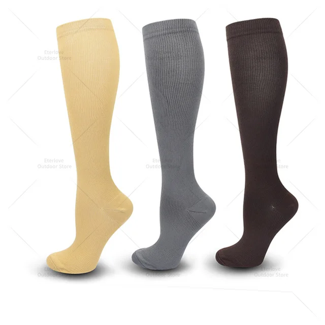 3 Pairs of Knee-High Compression Socks - FitSupport-Skin Gray Brown-S-M (3.0-5.5)-Nora Luxe