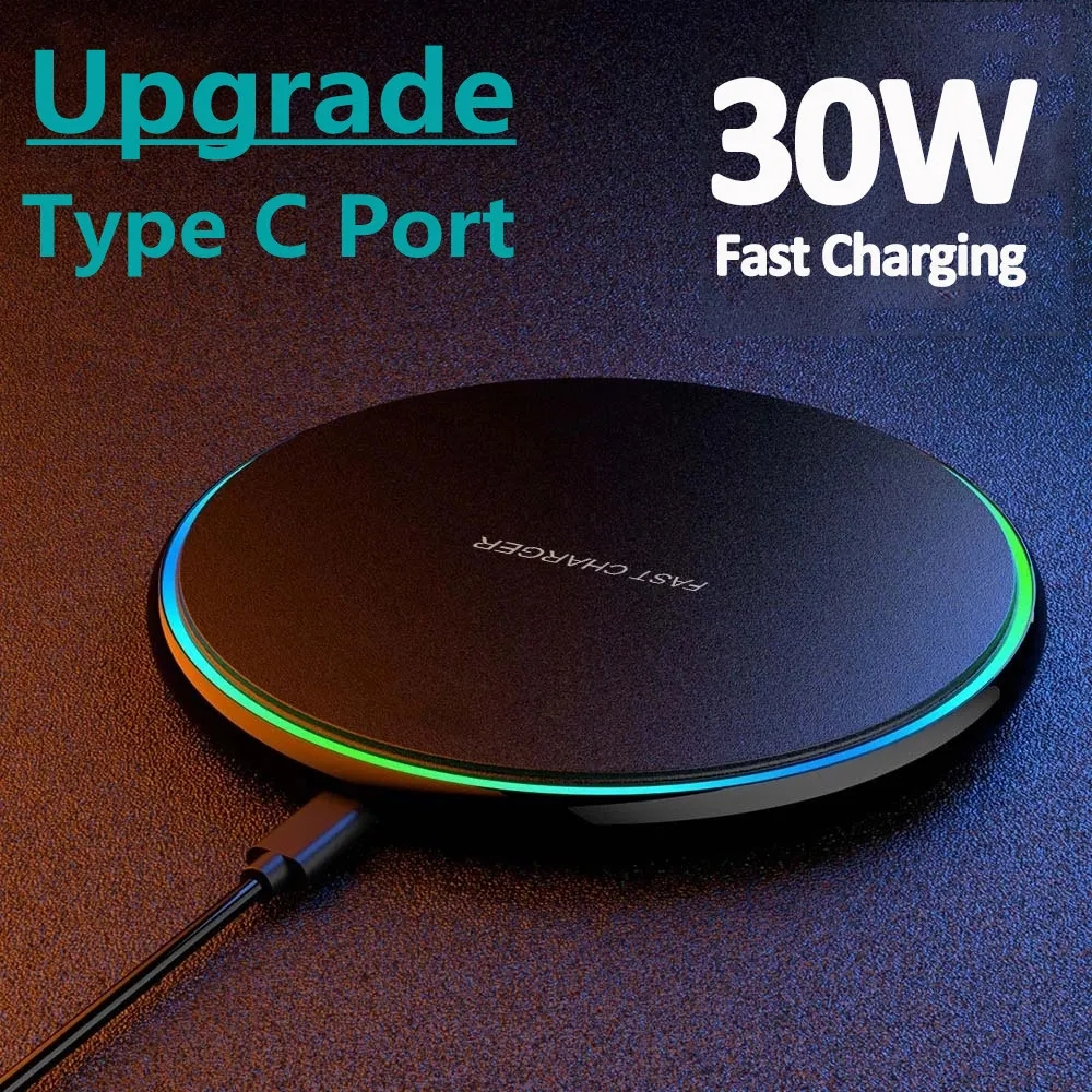 30W WIRELESS FAST CHARGER FOR IPHONE & OTHER DEVICES | INDUCTION CHARGING PAD-White without Cable-Nora Luxe