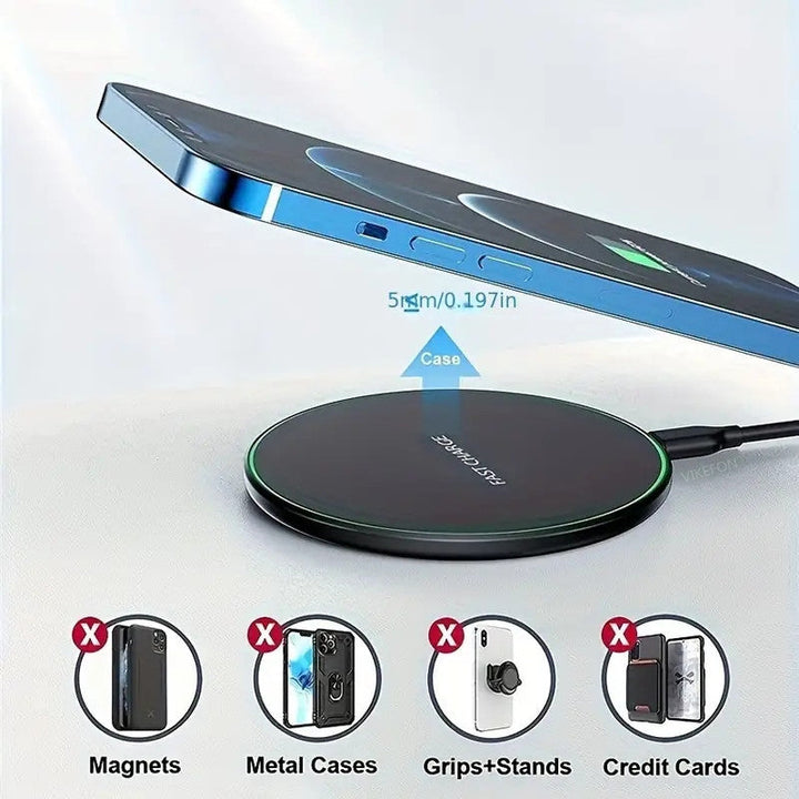 30W WIRELESS FAST CHARGER FOR IPHONE & OTHER DEVICES | INDUCTION CHARGING PAD-White without Cable-Nora Luxe