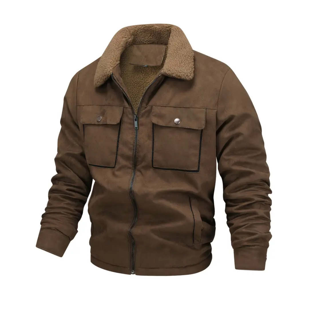 Men's outdoor jacket lined with teddy fleece & lapel collar – Corvin