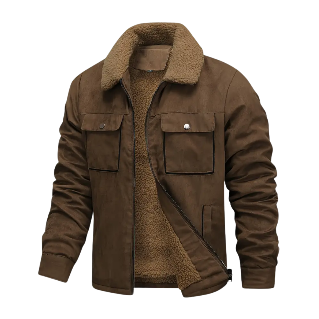 Men's outdoor jacket lined with teddy fleece & lapel collar – Corvin