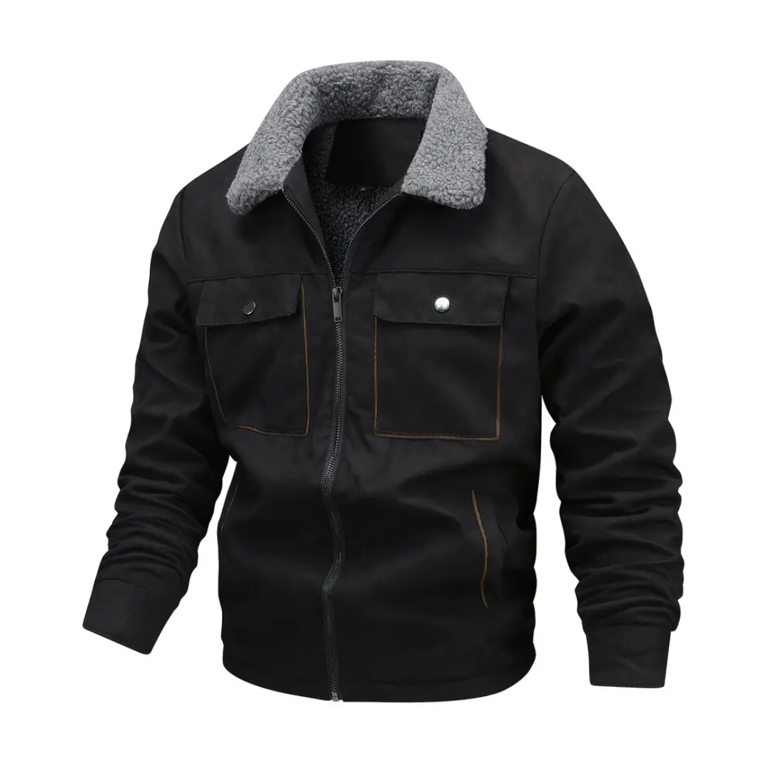 Men's outdoor jacket lined with teddy fleece & lapel collar – Corvin