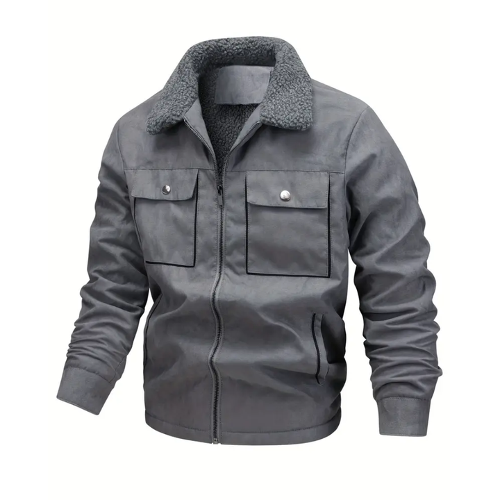 Men's outdoor jacket lined with teddy fleece & lapel collar – Corvin