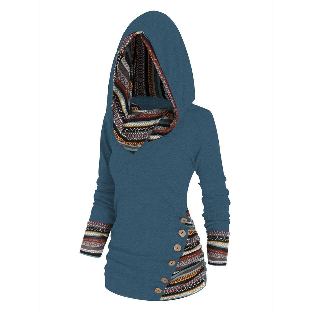 Autumn Ladies' Hooded Sweater with Tribal Pattern – Tavira