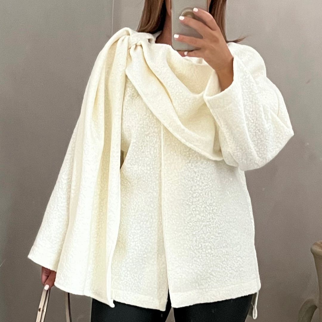 Boucle Poncho with Scarf Detail – Vivienne