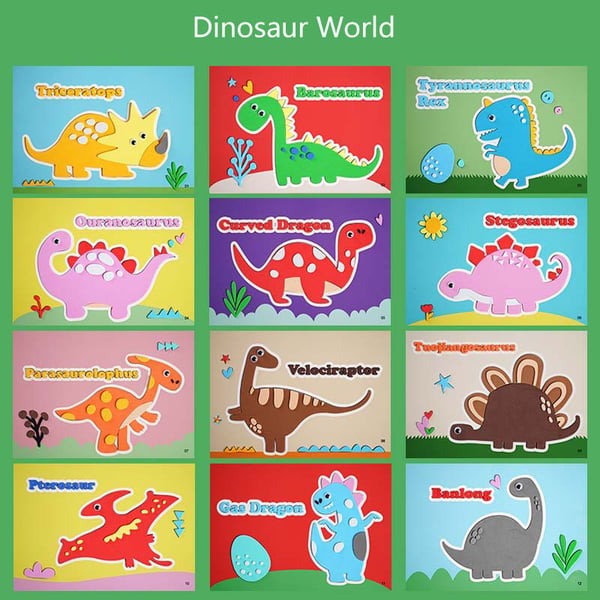 3D Animal Sticker Set - Fantasy Flora-Dinosaur World-12 Pieces-Nora Luxe