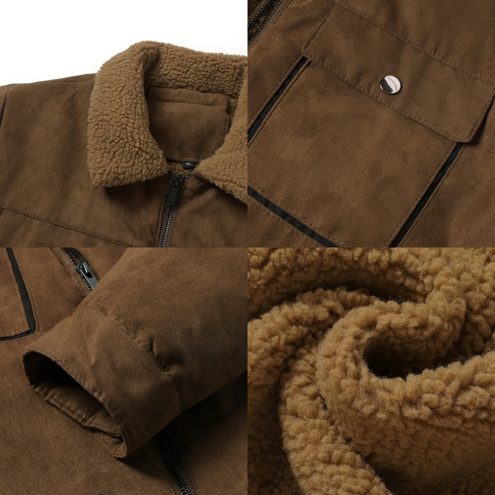 Men's outdoor jacket lined with teddy fleece & lapel collar – Corvin