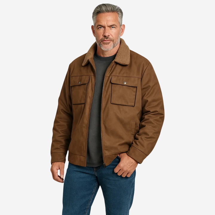 Men's outdoor jacket lined with teddy fleece & lapel collar – Corvin