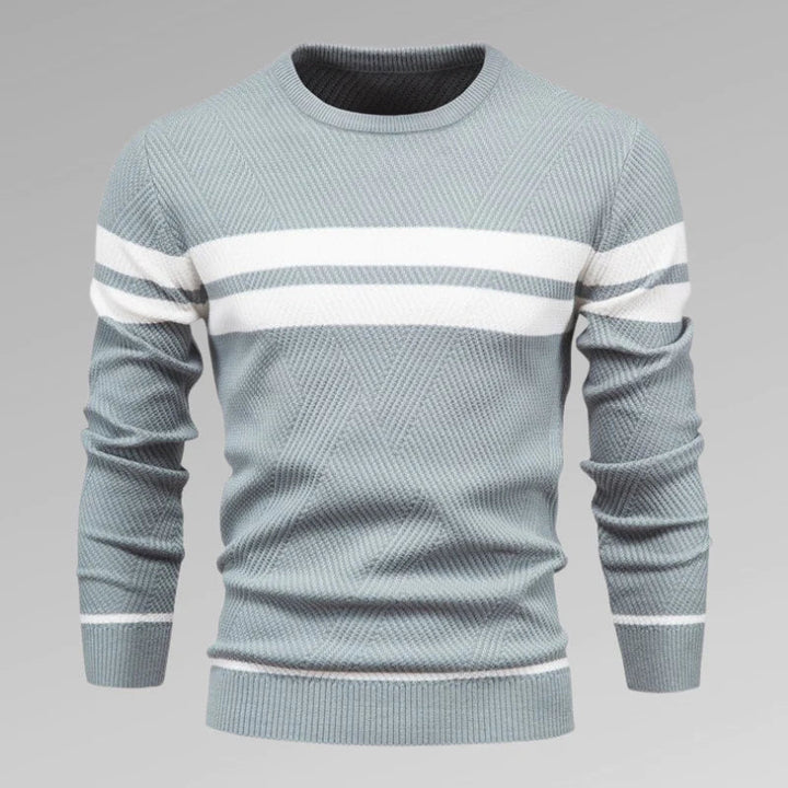 Men's striped knit pullover with round neckline – Fabio