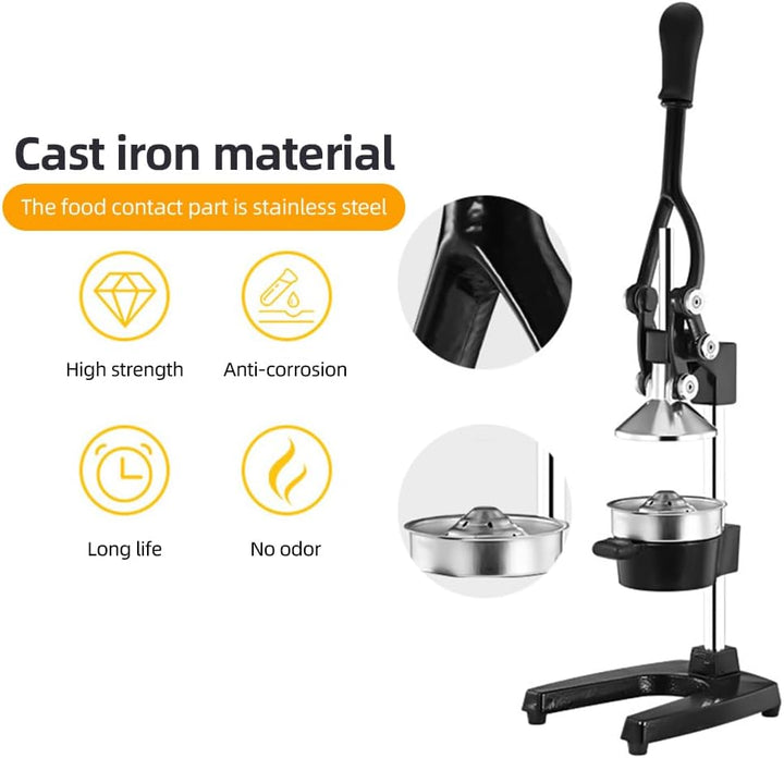 Cast-Iron Hand Press Juicer with 99% Extraction and Stainless Steel Build – Orvado