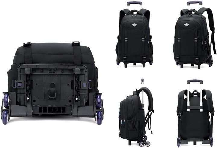 Multi-Pocket Rolling School Backpack for Boys – Convertible Trolley Bag