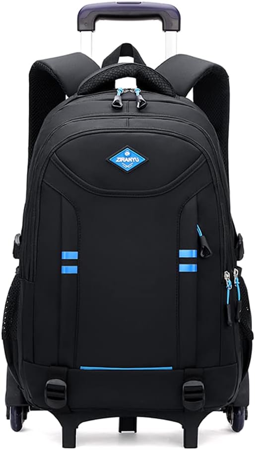Multi-Pocket Rolling School Backpack for Boys – Convertible Trolley Bag