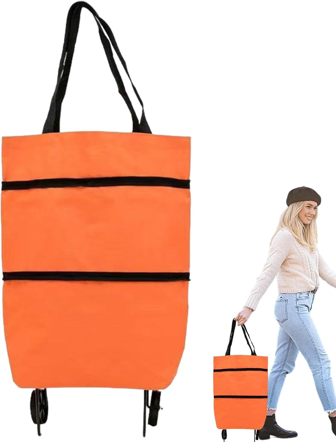 Large Capacity Foldable Shopping Bag with Wheels Reusable Cart Tote (1+1 FREE) – Veytra