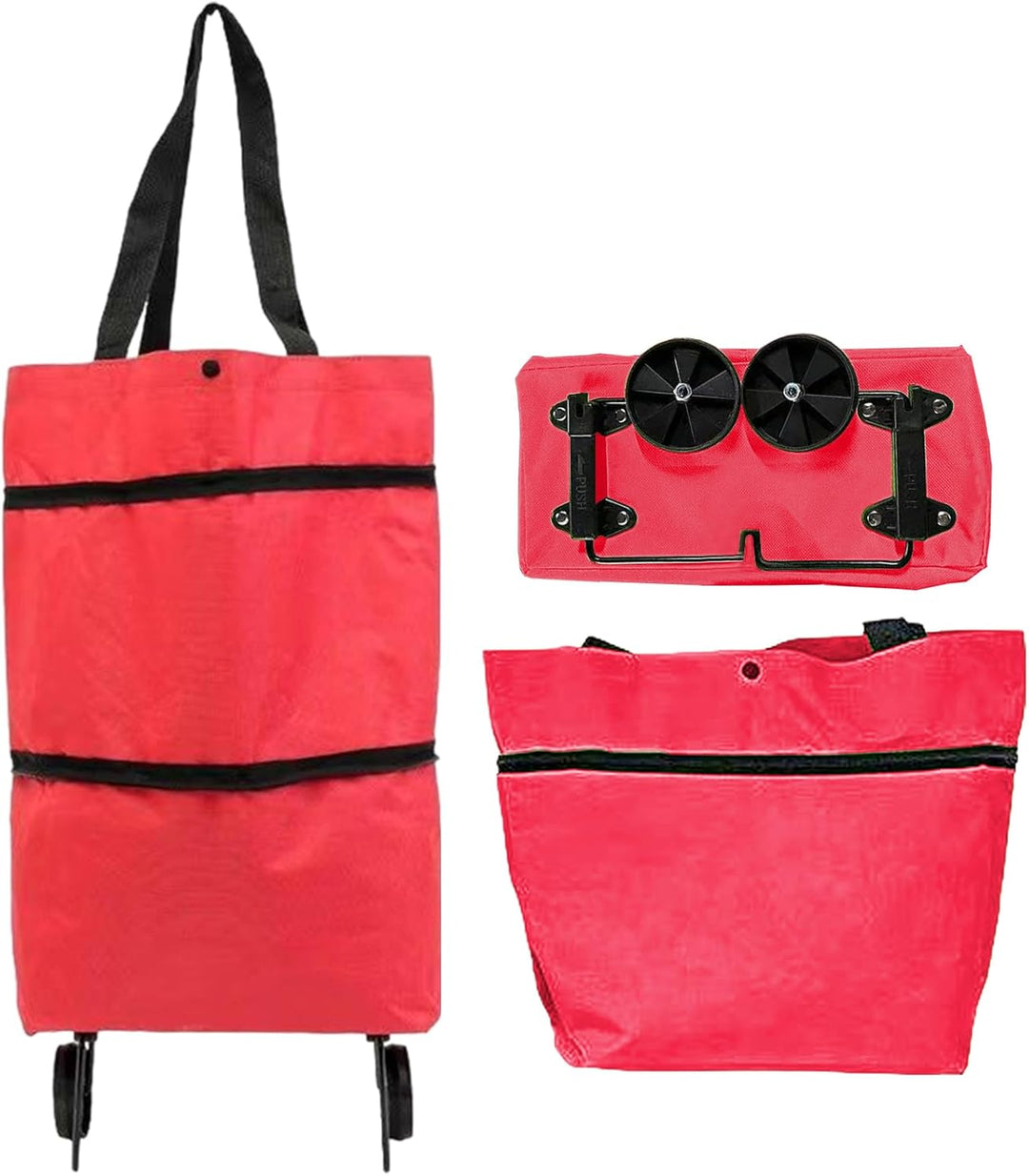 Large Capacity Foldable Shopping Bag with Wheels Reusable Cart Tote (1+1 FREE) – Veytra