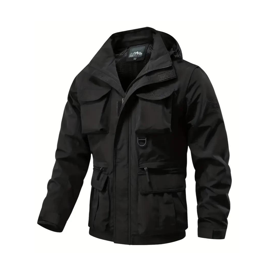 Men's transitional jacket water-repellent with removable hood - Leif