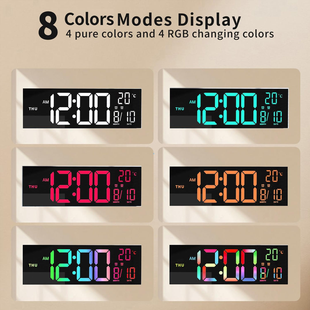 16-Inch RGB Digital Wall & Desk Alarm Clock with Remote – Lumeris