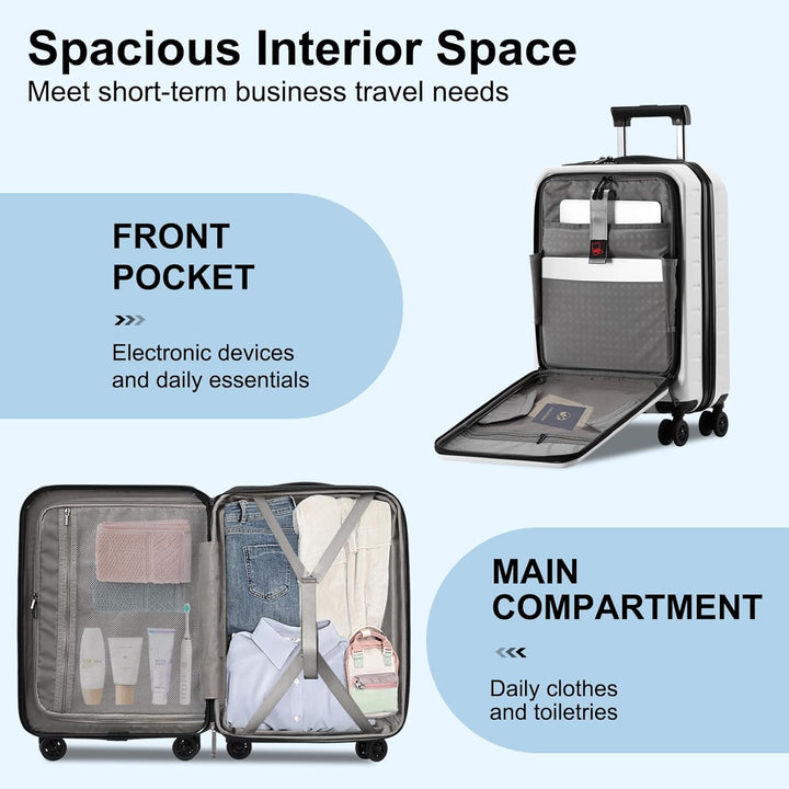 Expandable Hard Shell Carry-On with Front Pocket & TSA Lock