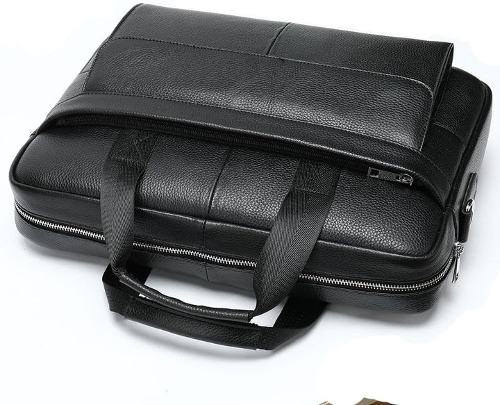 Premium Cowhide Leather 15” (38.1 cm) Business Briefcase with Organiser Compartments