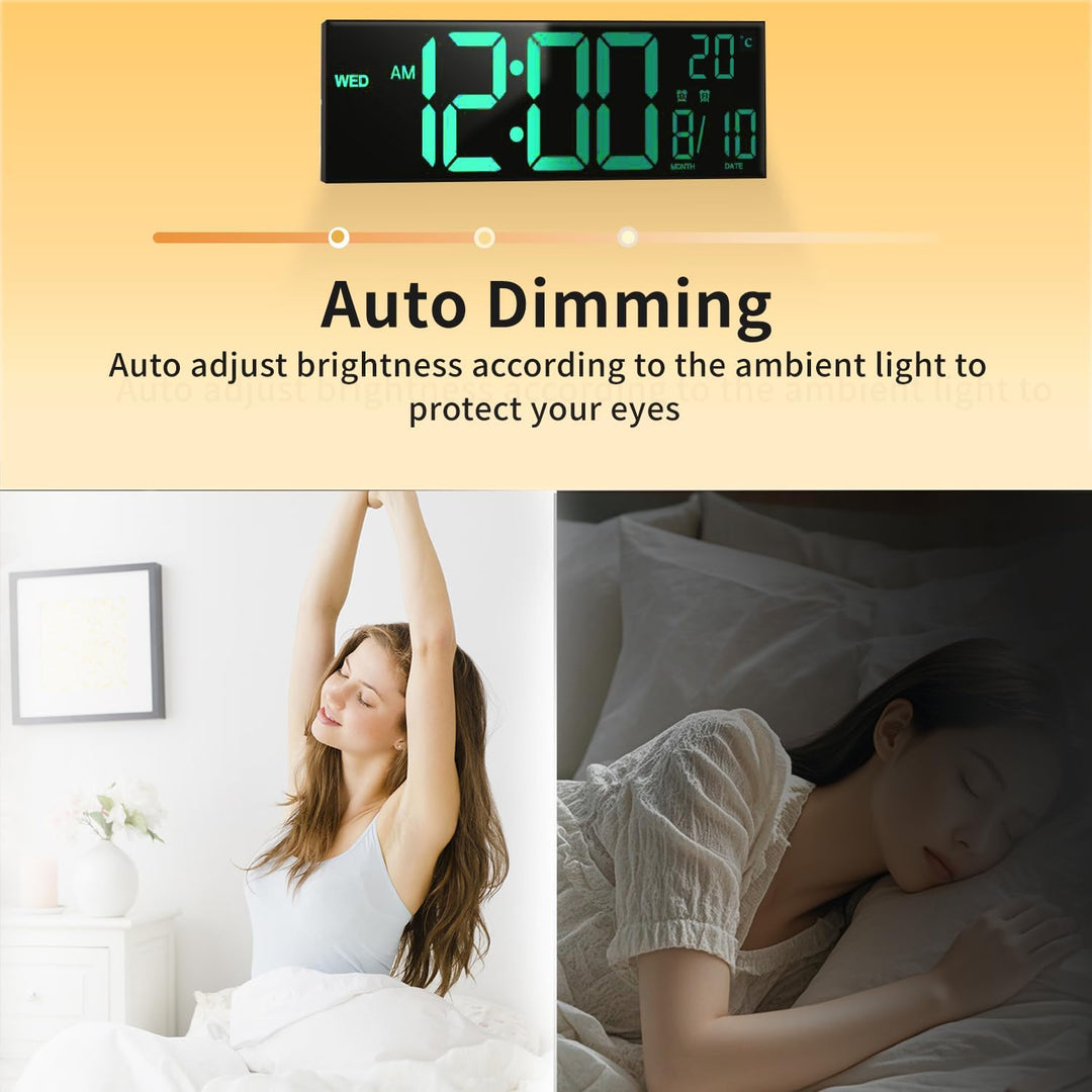 16-Inch RGB Digital Wall & Desk Alarm Clock with Remote – Lumeris