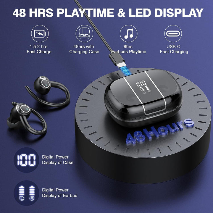 Wireless Bluetooth 5.3 Sport Earbuds with Noise Reduction and 48H Playback – Zeyora