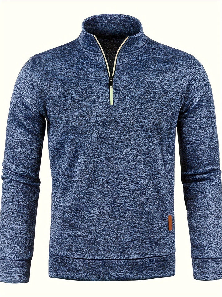 Men's pullover with neck zip for autumn & winter - Matteo