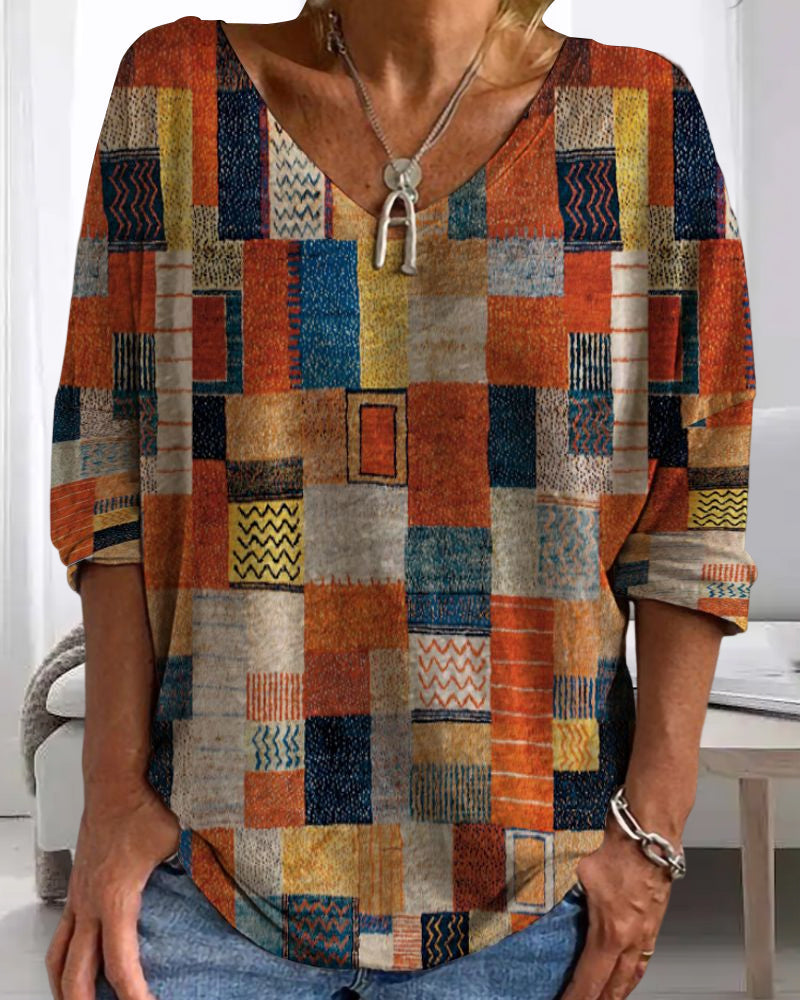 Autumnal loosely cut cotton top – Amira