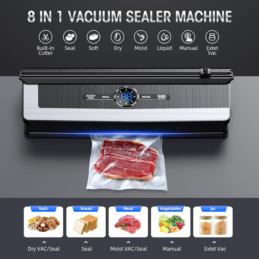 8-in-1 Vacuum Sealing Machine with Built-in Cutter-Nora Luxe