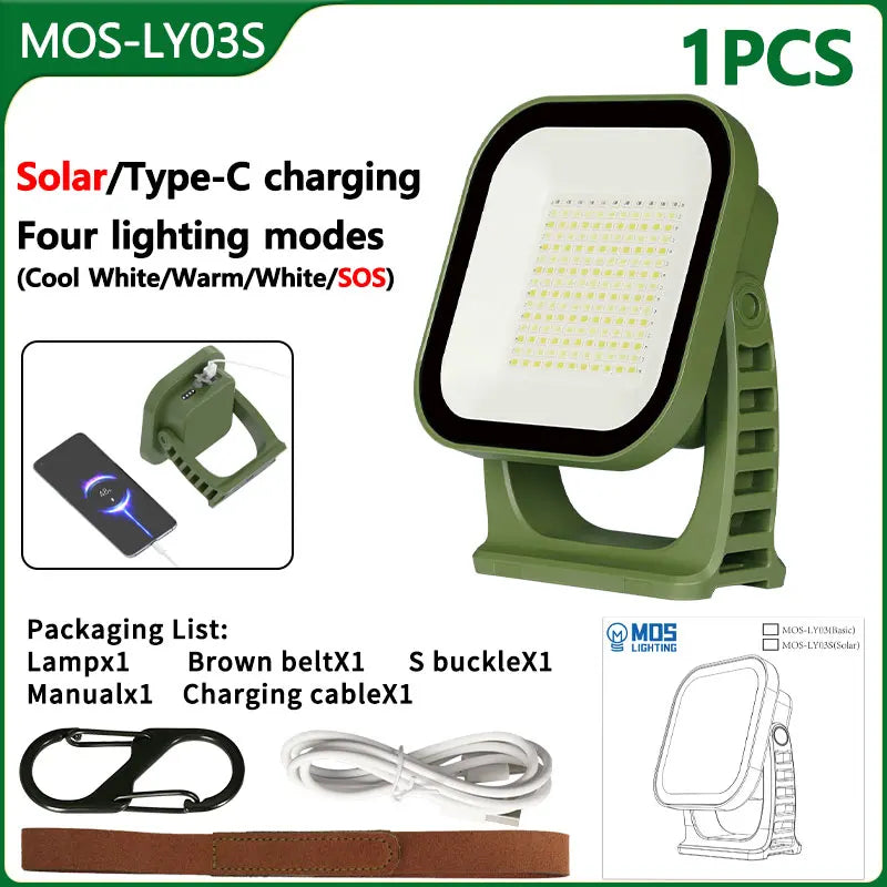 80W LED SOLAR-CHARGED CAMPING LAMP WITH MAGNET AND ZOOM FUNCTION-LY02S Solar energy-Nora Luxe