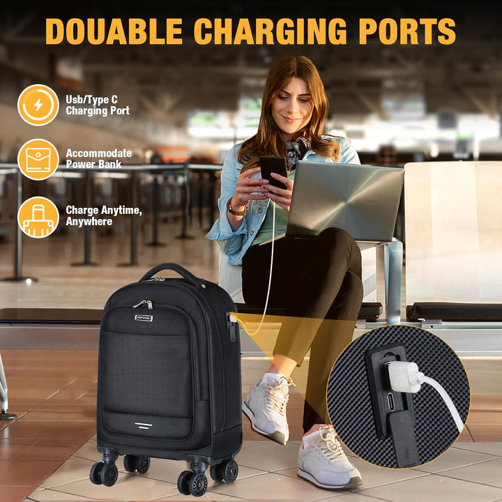 30L Rolling Laptop Backpack with 4 Spinner Wheels & Water-Resistant Design