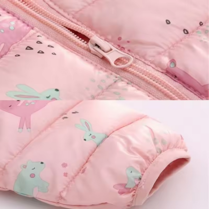 Children's waterproof rain jacket in a down style with cartoon design – Miro
