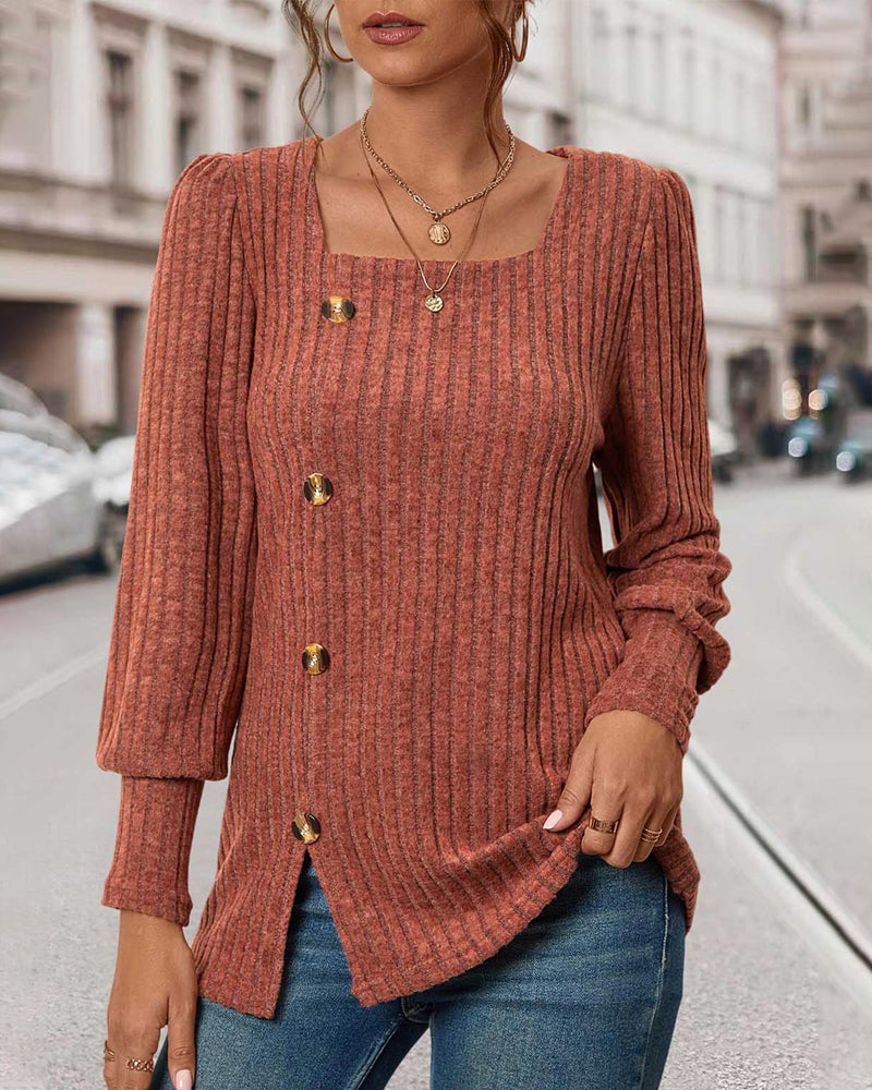 Knitted Ladies Top with Buttons – Mireille