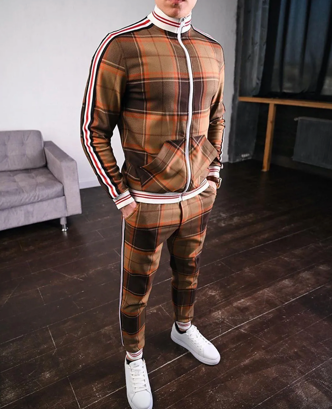 Stylish Men's Training Set with Check Pattern – Dorian