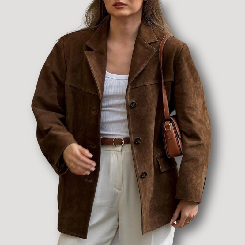Oversized suede jacket with lapel – Alina autumn edition